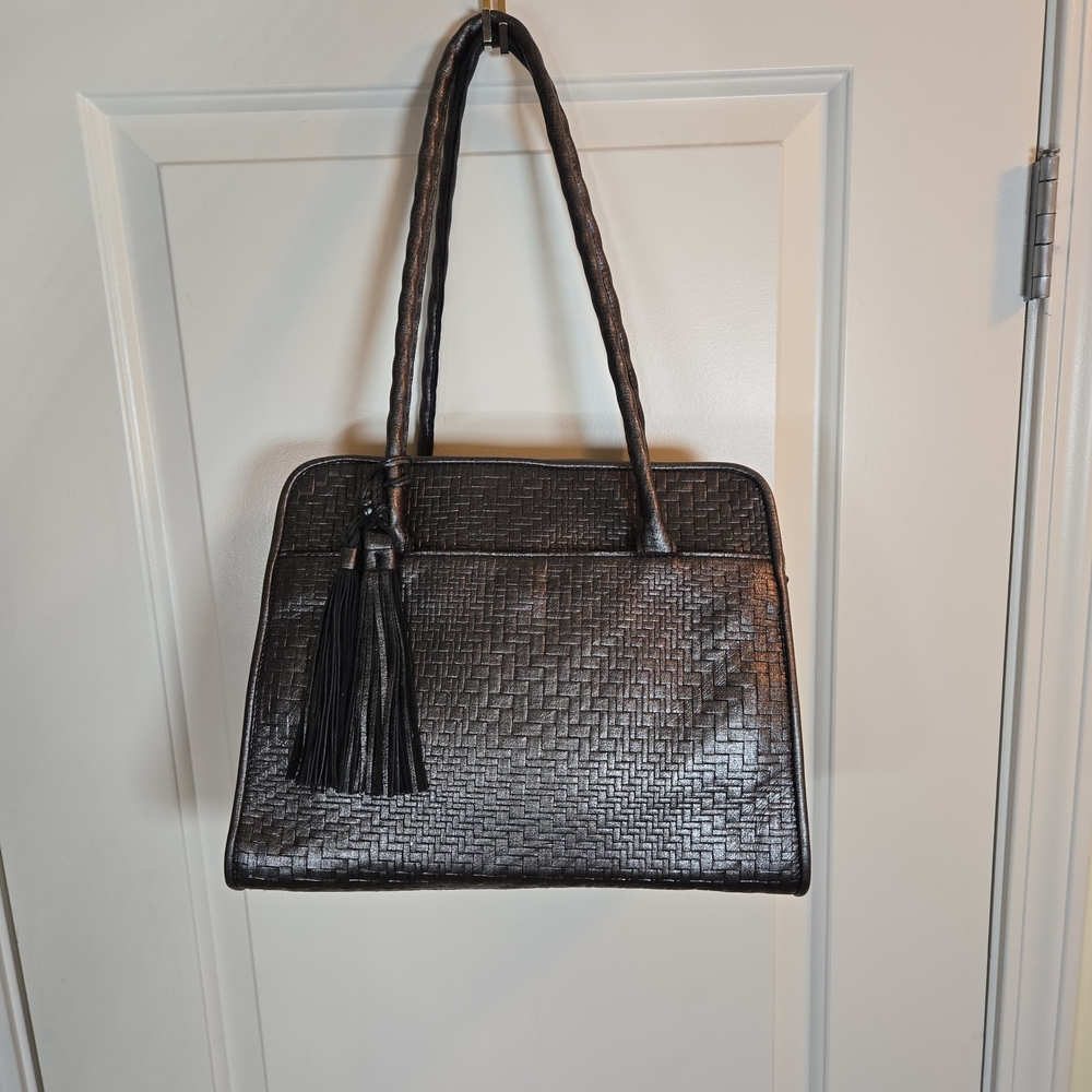 Patricia Nash Dark Silver Woven Shoulder Bag